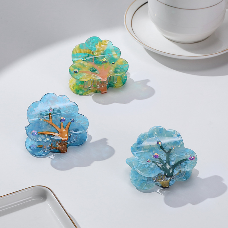 5.3 ซม. Colorfl Tree Acetate Hiar Clips อุปกรณ์เสริมผมสำหรับผู้หญิงผู้หญิง