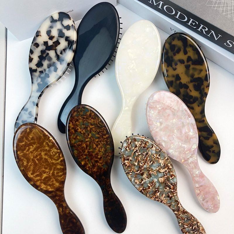 แปรงหวีผมอะซิเตทแบบกำหนดเองถุงลมนิรภัยหวีตัดผมพร้อมที่จับ