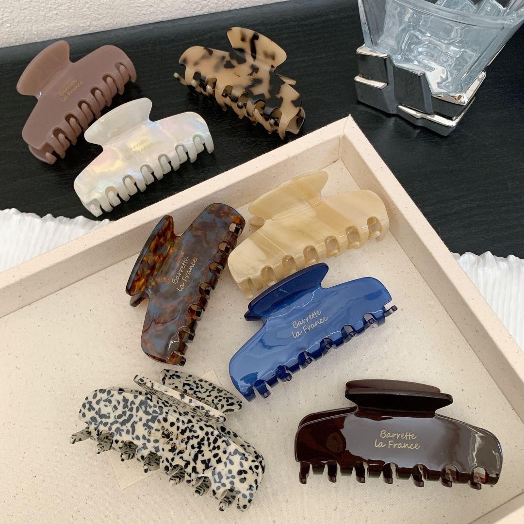 โลโก้ที่กำหนดเอง 8.3CM French Retro Cellulose Acetate Shark Hair Claw Clip