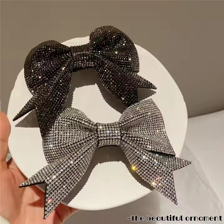 หมุดผมหรูหราคริสตัล Rhinestone Bowknot Metal Hair Clip สำหรับผู้หญิงสำหรับของขวัญเทศกาล