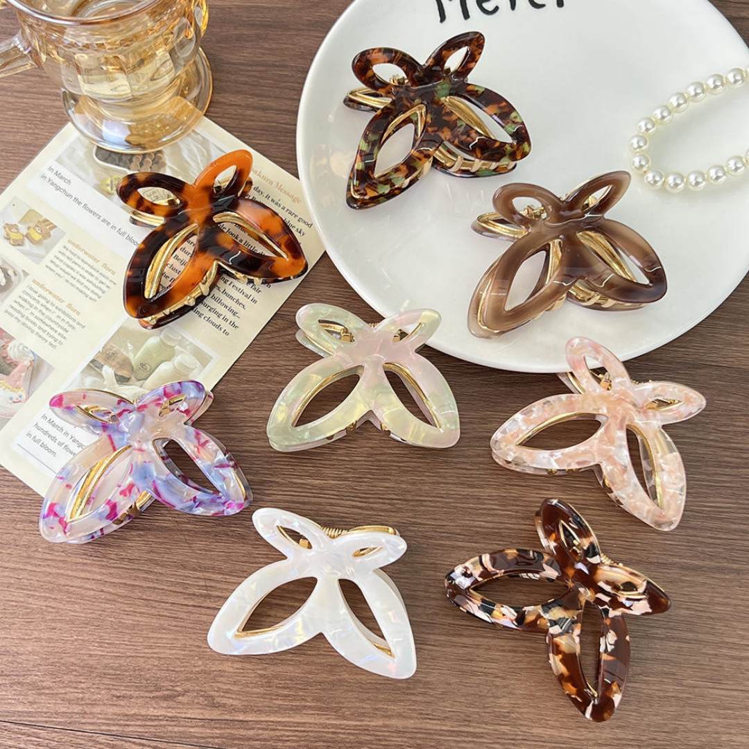 ใหม่โลโก้ที่กำหนดเองมินิแฟชั่น 6.5 ซม.Acetate โลหะผสมผีเสื้อสาวผม Claw คลิปงานแต่งงานหวานสำหรับผู้หญิงอุปกรณ์เสริมผม